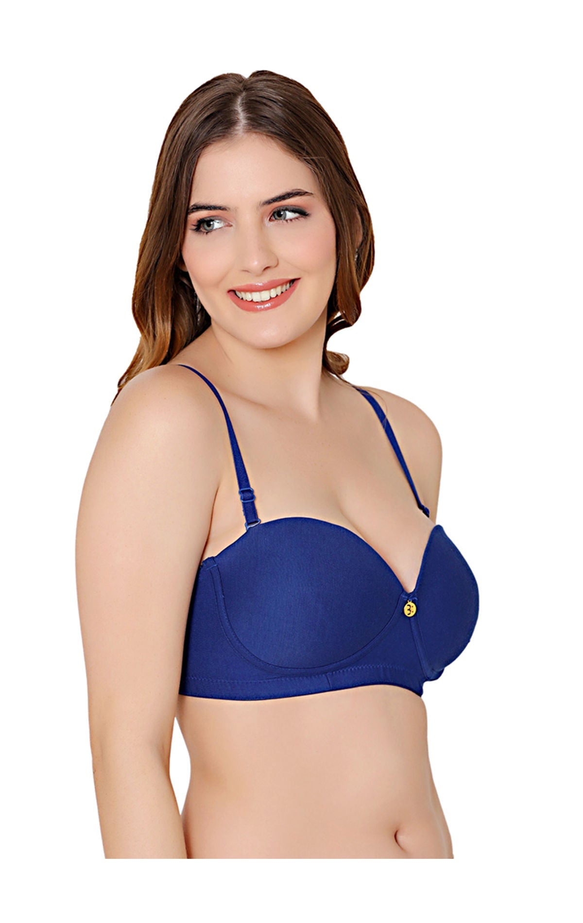 Bodycare cotton spandex wirefree convertible straps Seamless padded demi cup bra-6575R.BLU