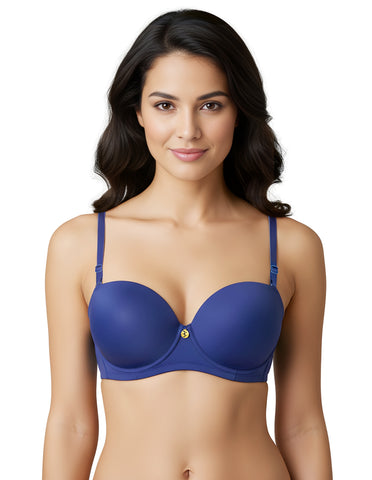 Bodycare cotton spandex wirefree convertible straps Seamless padded demi cup bra-6575R.BLU