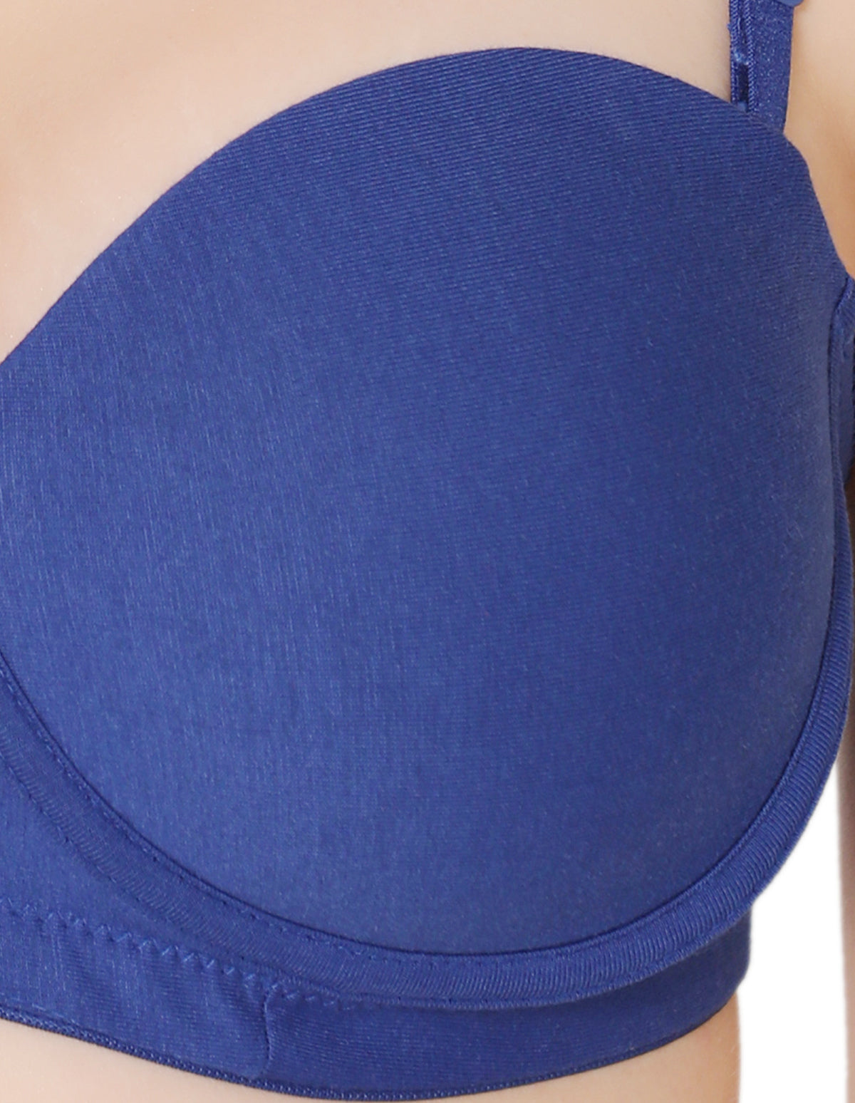 Bodycare cotton spandex wirefree convertible straps Seamless padded demi cup bra-6575R.BLU