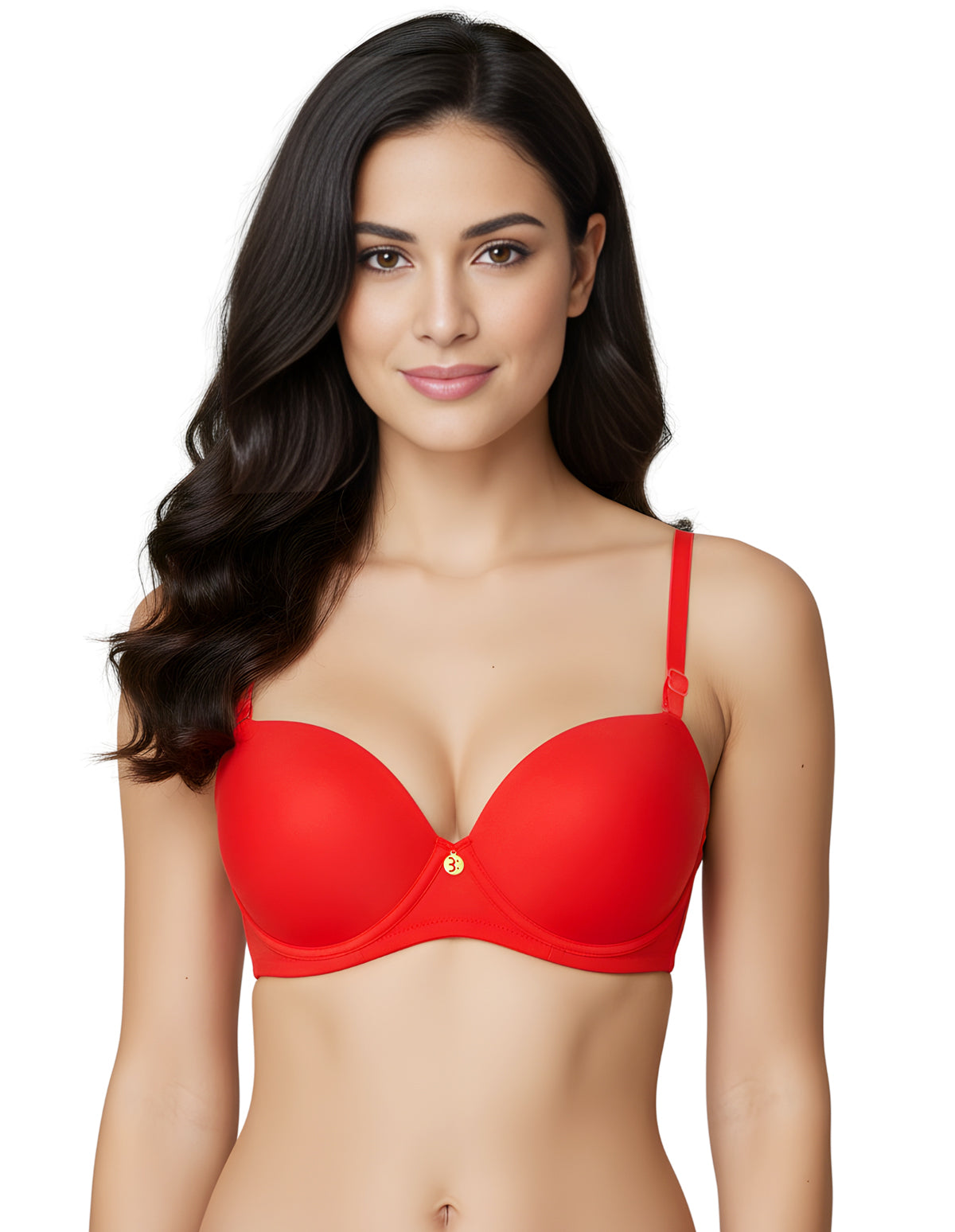 Bodycare cotton spandex wirefree convertible straps Seamless padded demi cup bra-6575RED