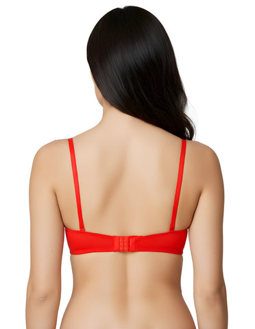 Bodycare cotton spandex wirefree convertible straps Seamless padded demi cup bra-6575RED