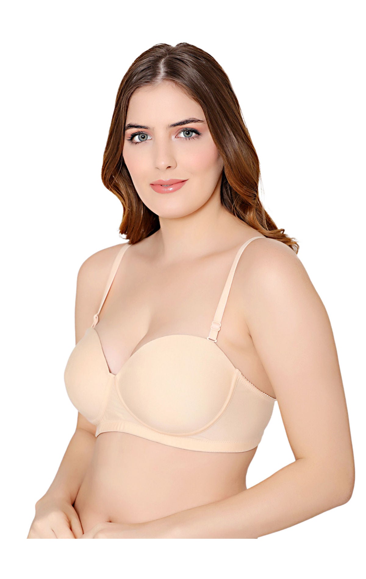 Bodycare cotton spandex wirefree convertible straps Seamless padded demi cup bra-6575S