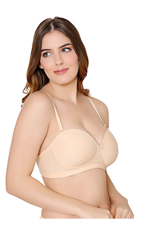 Bodycare cotton spandex wirefree convertible straps Seamless padded demi cup bra-6575S