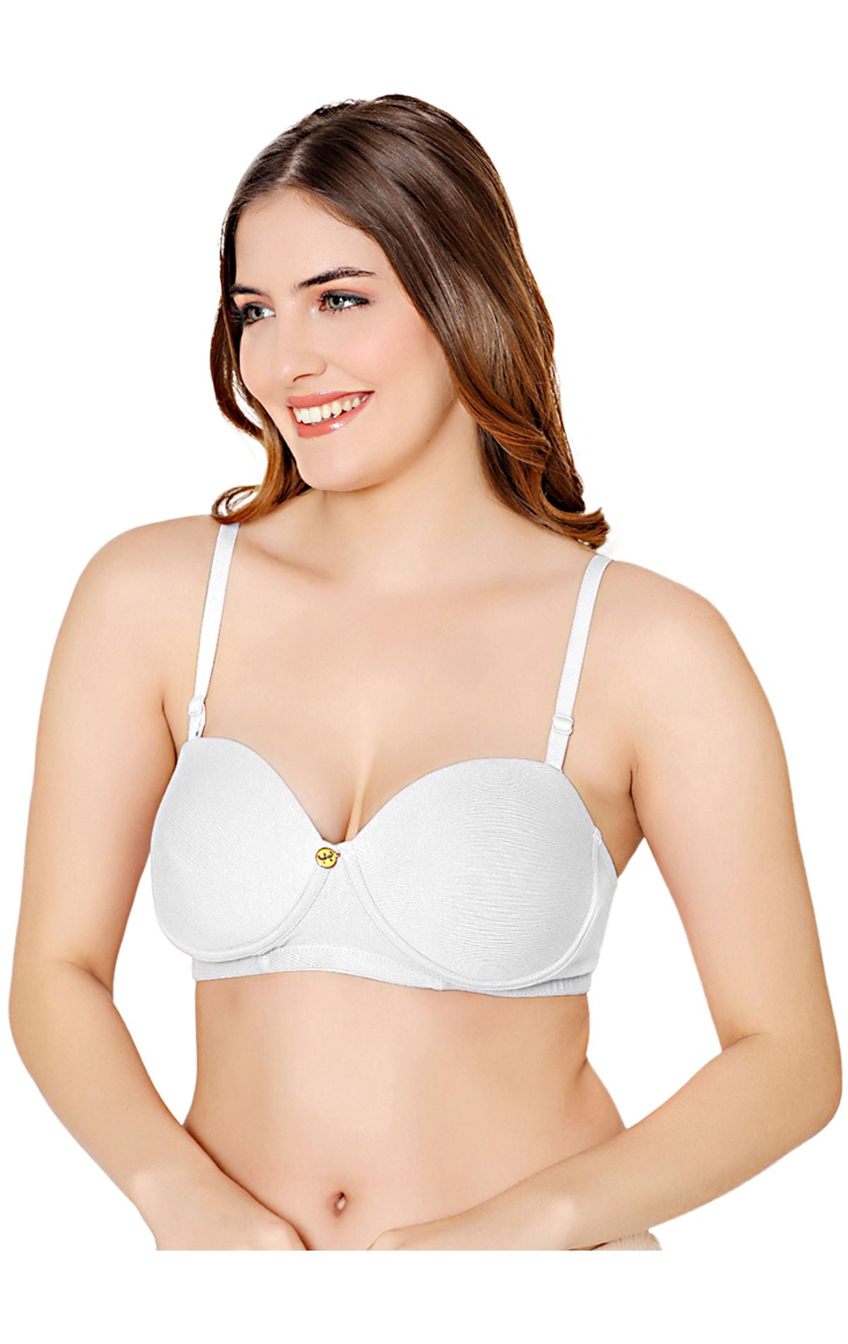 Bodycare cotton spandex wirefree convertible straps Seamless padded demi cup bra-6575W