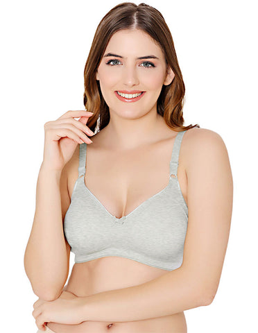 Bodycare polycotton wirefree adjustable straps moulded cup non padded bra-6576GRY