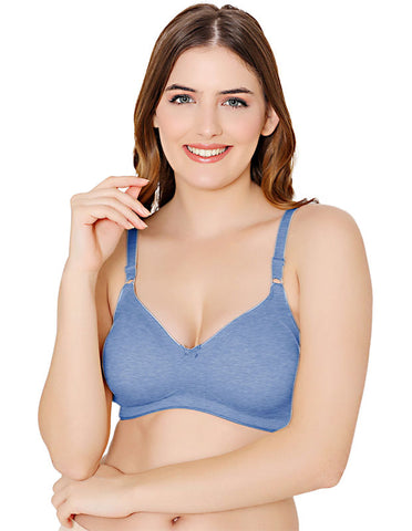 Bodycare polycotton wirefree adjustable straps moulded cup non padded bra-6576SKY