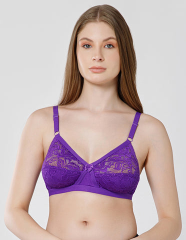 Nylon & Spandex Net Wirefree Full Coverage Bra for Daily Wear - (#6583D.PUR BCD)