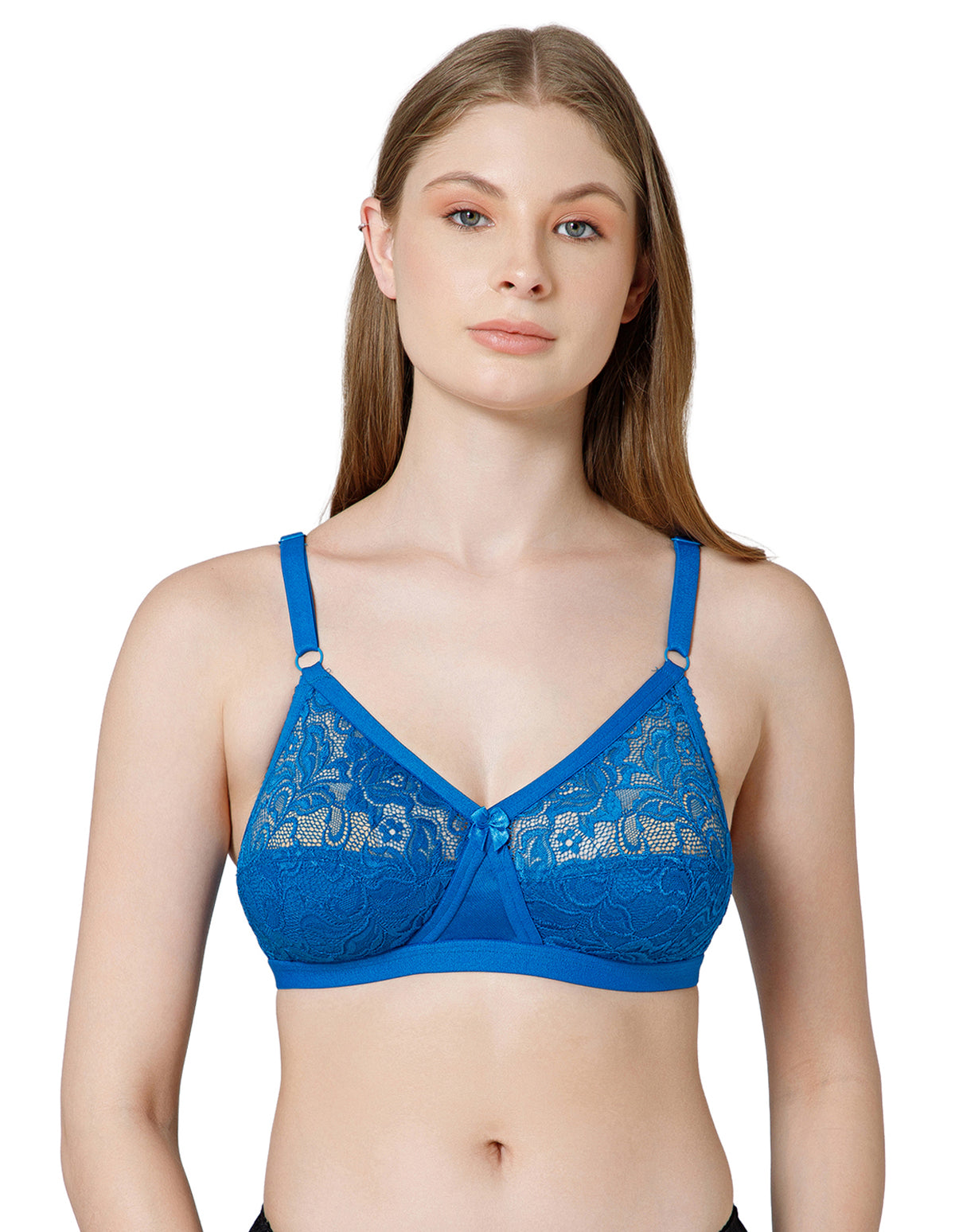 Nylon & Spandex Net Wirefree Full Coverage Bra for Daily Wear - 6583P.BLUE(D)
