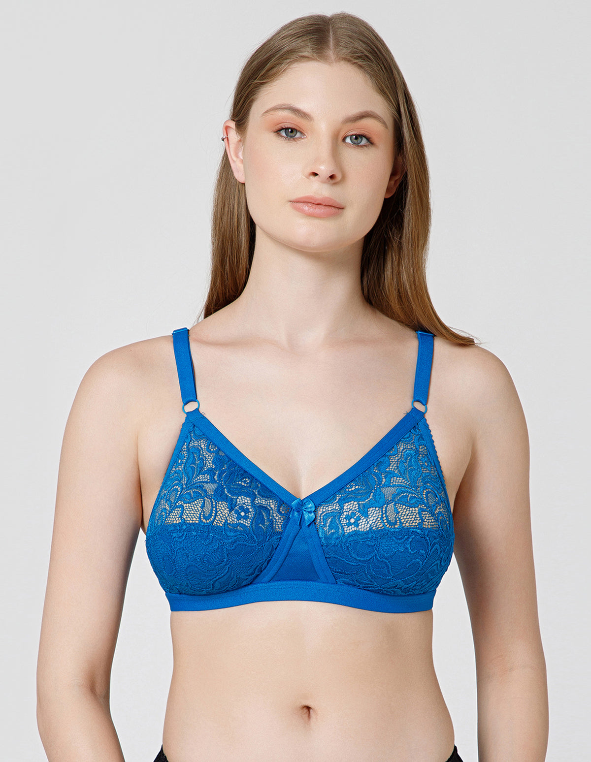 Nylon & Spandex Net Wirefree Full Coverage Bra for Daily Wear - 6583P.BLUE(D)
