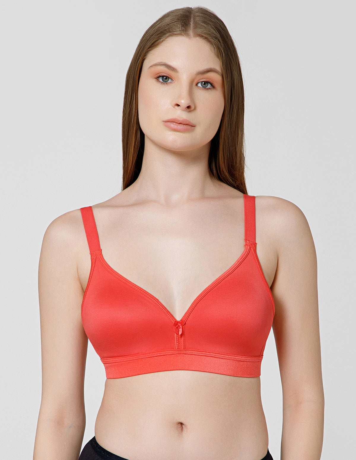Basic Comfort Cotton Wirefree Full Coverage Bra for Daily Wear - Coral (#6589COR)