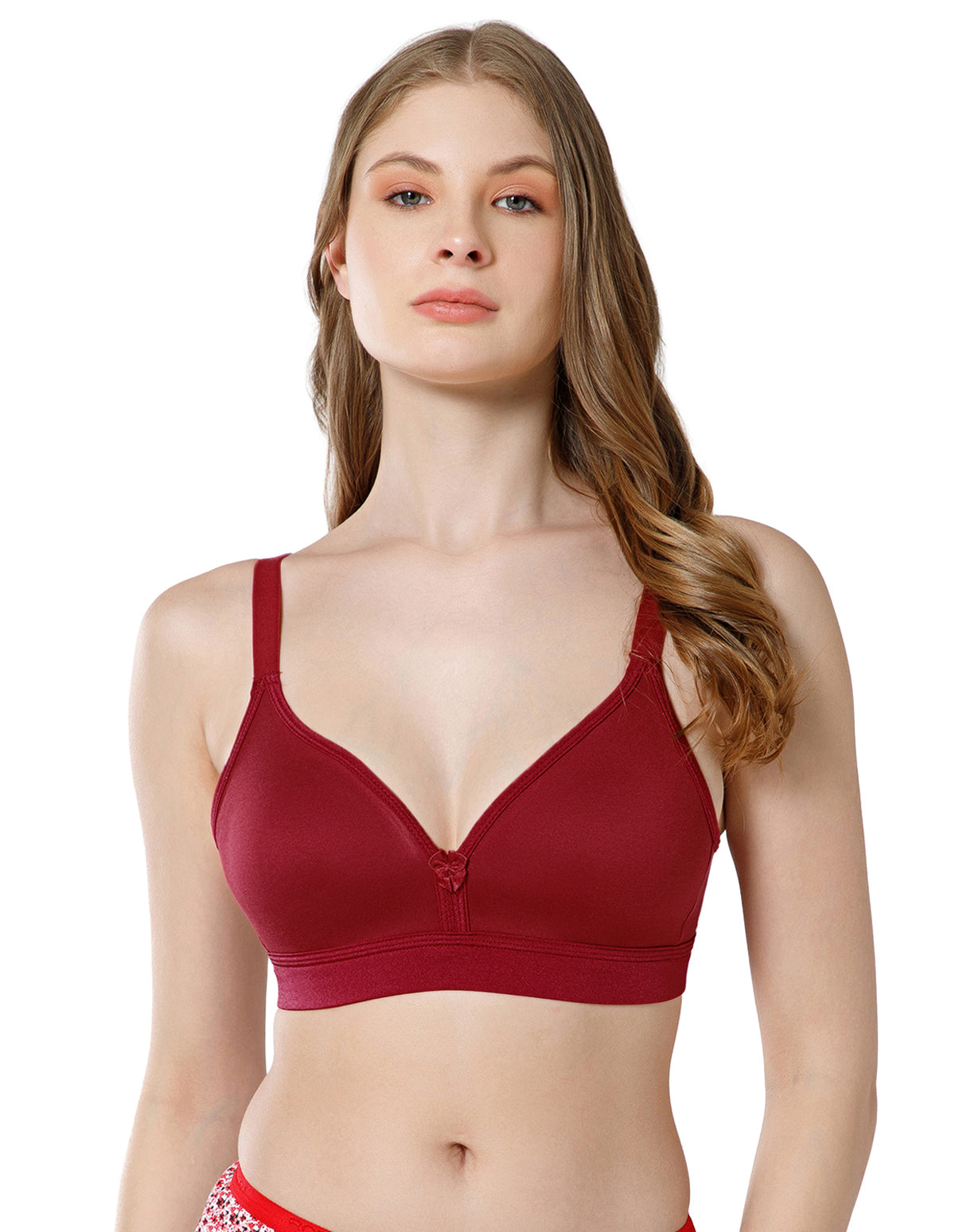 Basic Comfort Cotton Wirefree Full Coverage Bra for Daily Wear - Mehroon (#6589MEH)