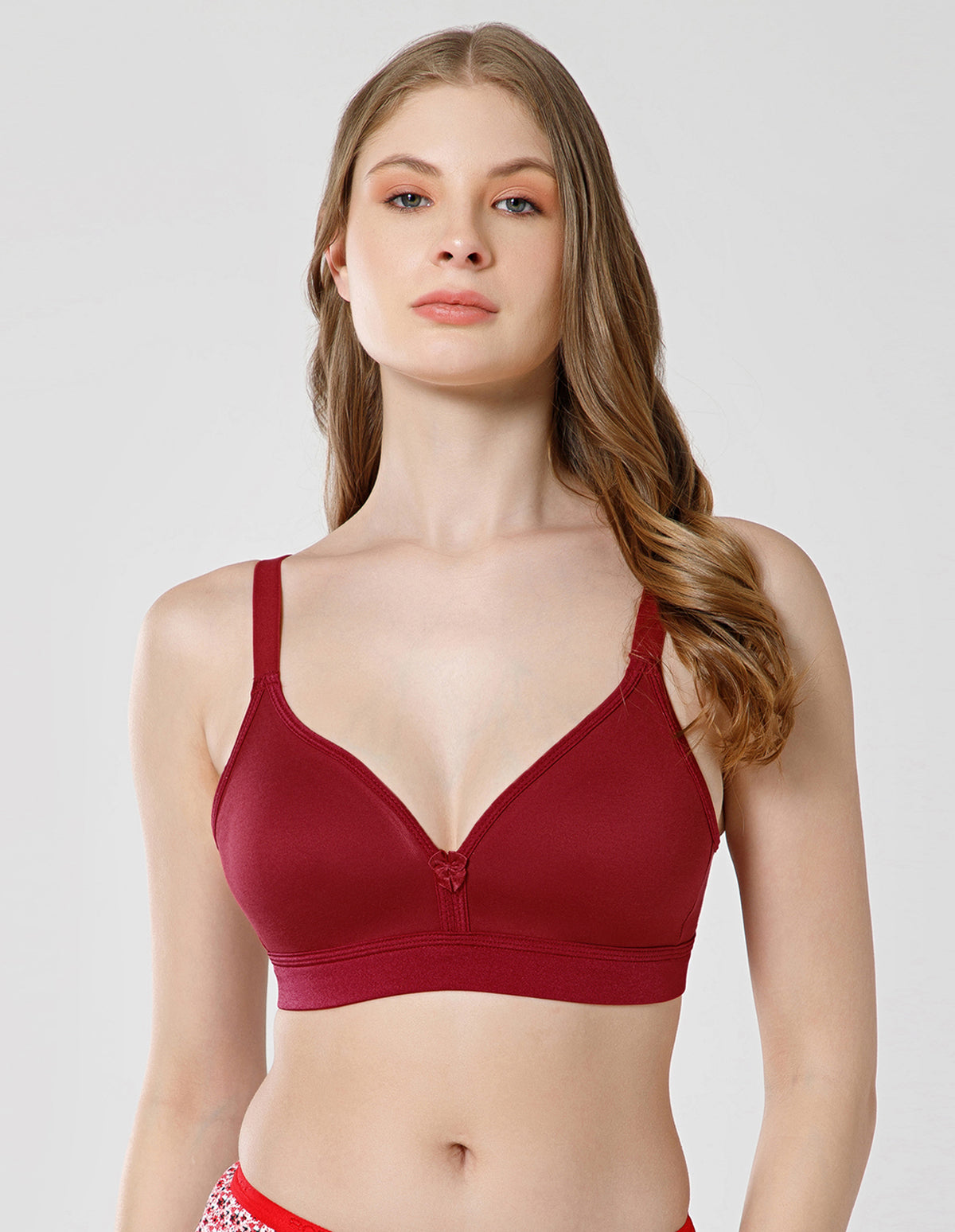 Basic Comfort Cotton Wirefree Full Coverage Bra for Daily Wear - Mehroon (#6589MEH)