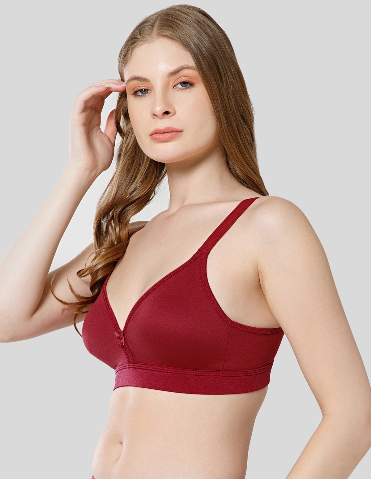 Basic Comfort Cotton Wirefree Full Coverage Bra for Daily Wear - Mehroon (#6589MEH)