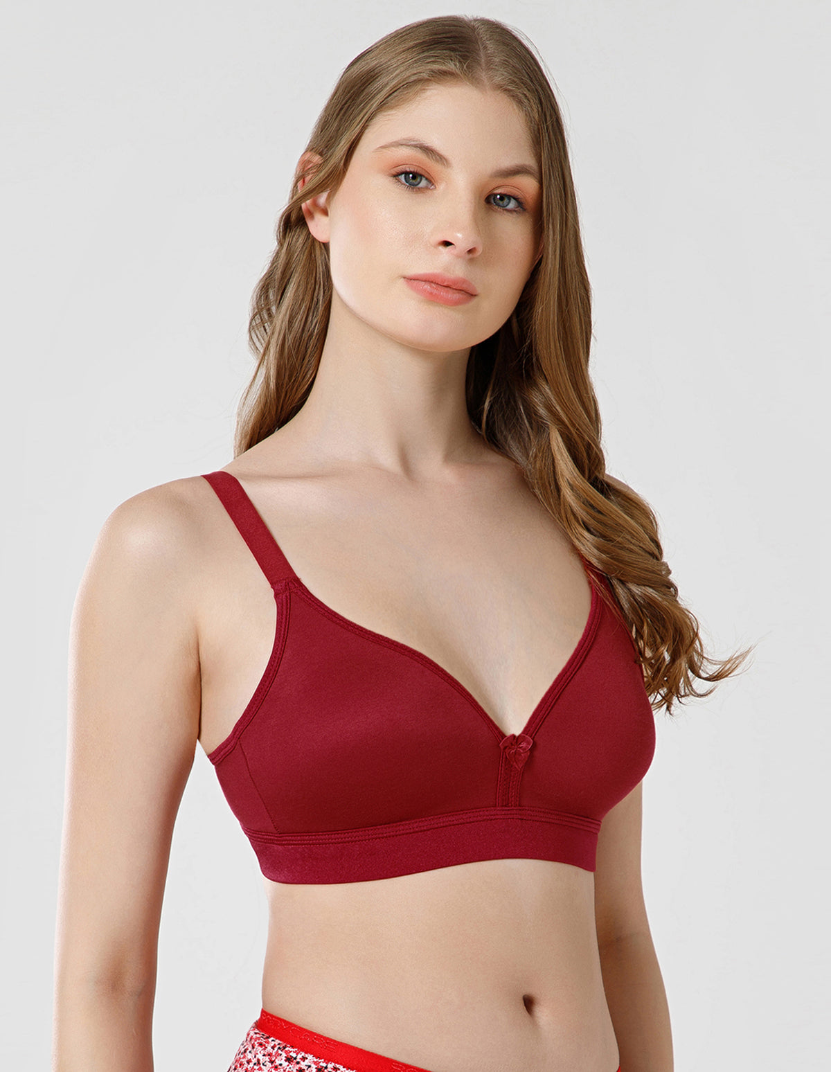 Basic Comfort Cotton Wirefree Full Coverage Bra for Daily Wear - Mehroon (#6589MEH)