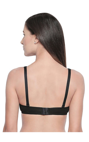 Seamless Padded Bra-BCD Cup Bra with Free Transparent Straps-6590 Black