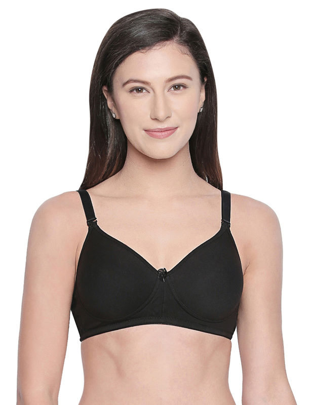 Seamless Padded Bra-BCD Cup Bra with Free Transparent Straps-6590 Black