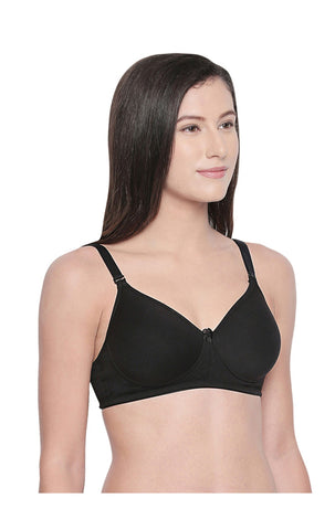 Seamless Padded Bra-BCD Cup Bra with Free Transparent Straps-6590 Black