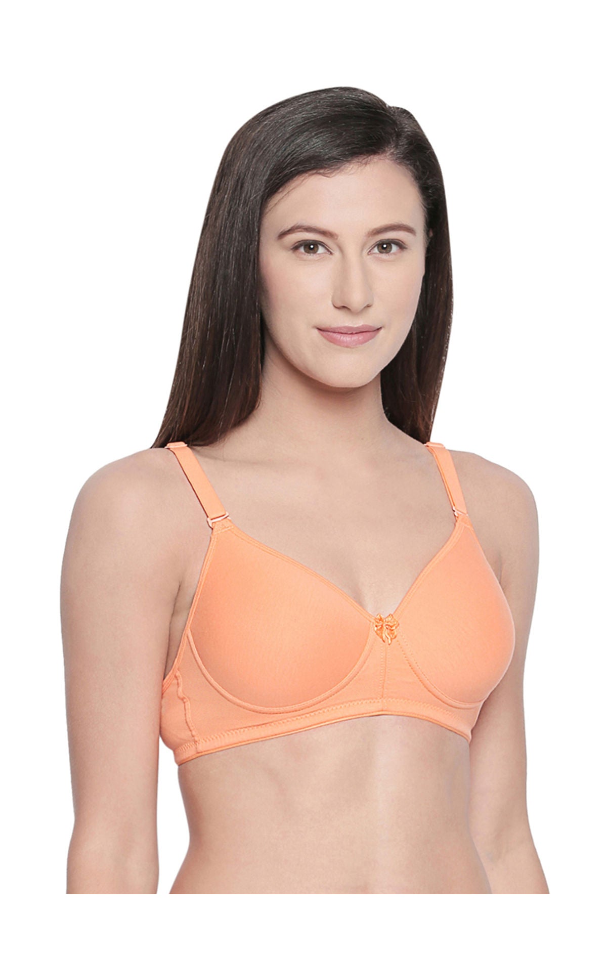 Seamless Padded Bra-BCD Cup Bra with Free Transparent Straps-6590 Orange