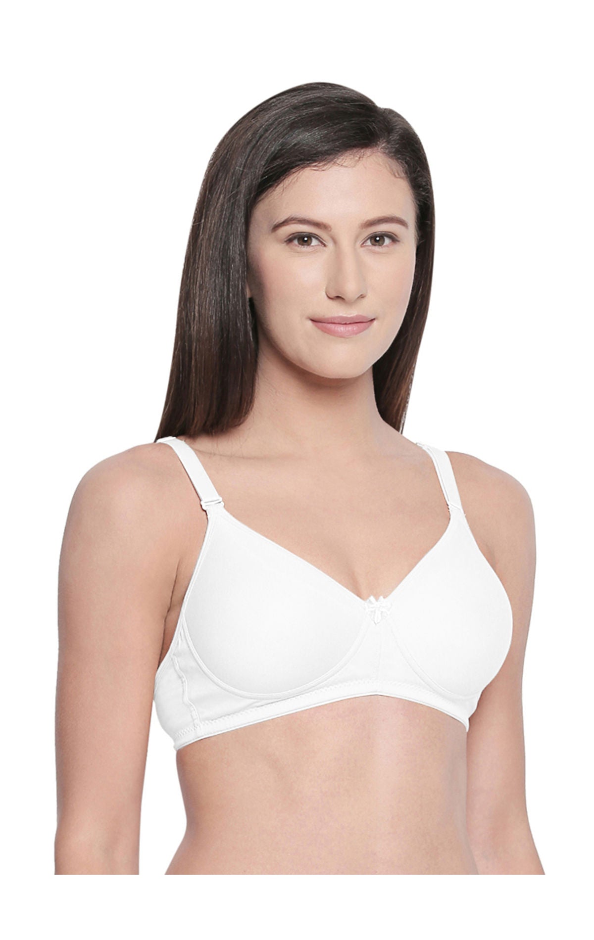 Seamless Padded Bra-BCD Cup Bra with Free Transparent Straps-6590 White