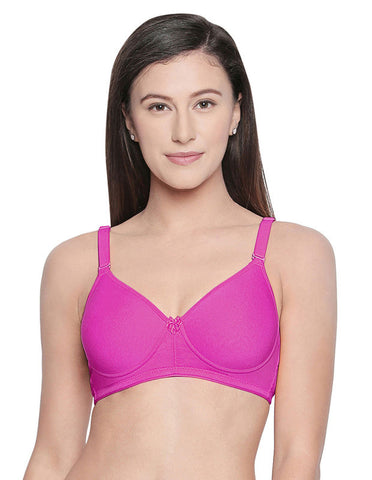 Seamless Padded Bra-BCD Cup Bra with Free Transparent Straps-6590 Fuschia