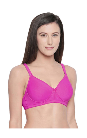 Seamless Padded Bra-BCD Cup Bra with Free Transparent Straps-6590 Fuschia