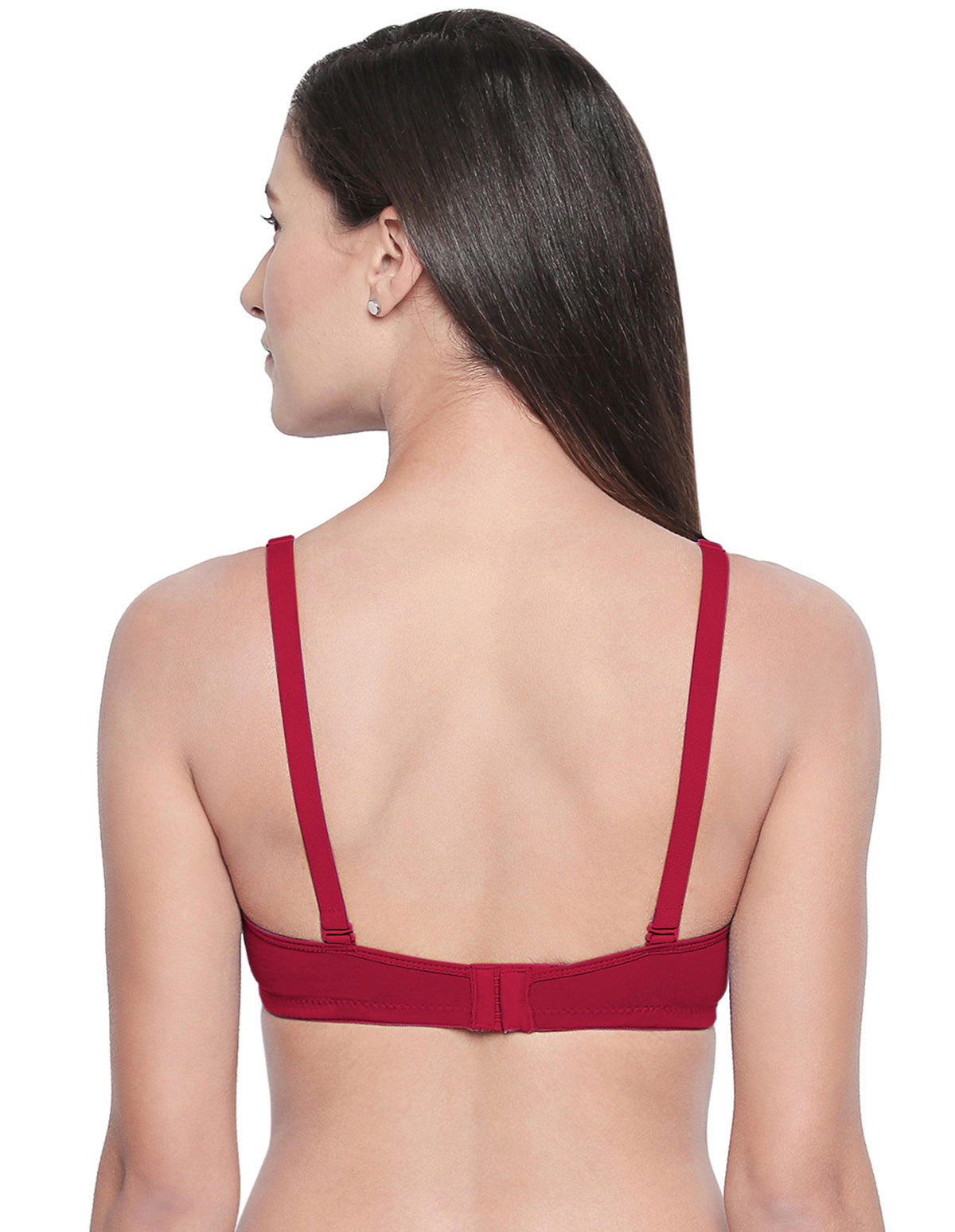 Seamless Padded Bra-BCD Cup Bra with Free Transparent Straps-6590 Maroon