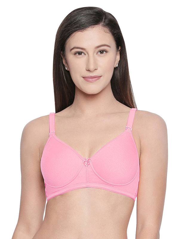 Seamless Padded Bra-BCD Cup Bra with Free Transparent Straps-6590 Pink