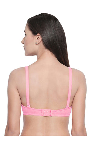 Seamless Padded Bra-BCD Cup Bra with Free Transparent Straps-6590 Pink