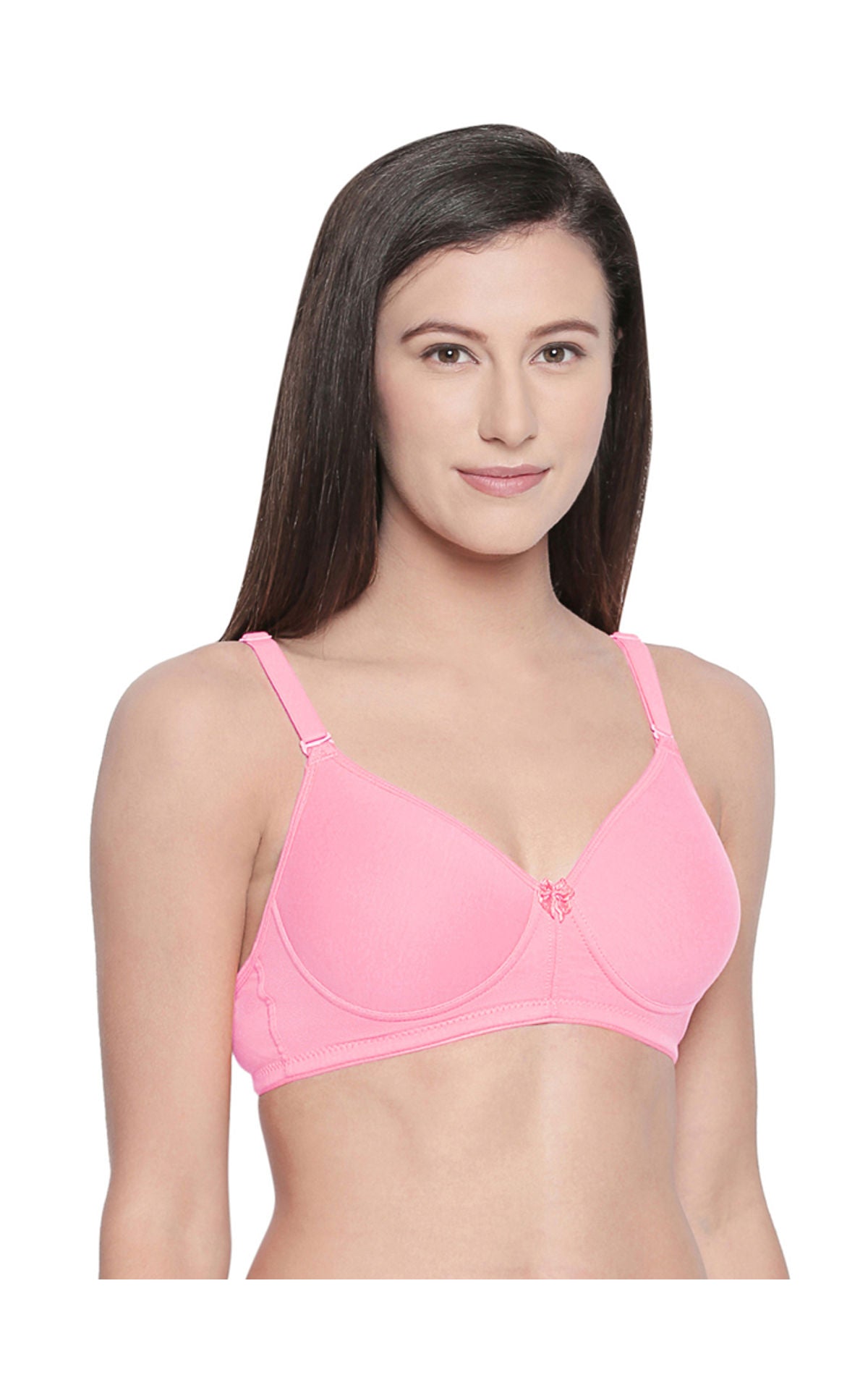 Seamless Padded Bra-BCD Cup Bra with Free Transparent Straps-6590 Pink