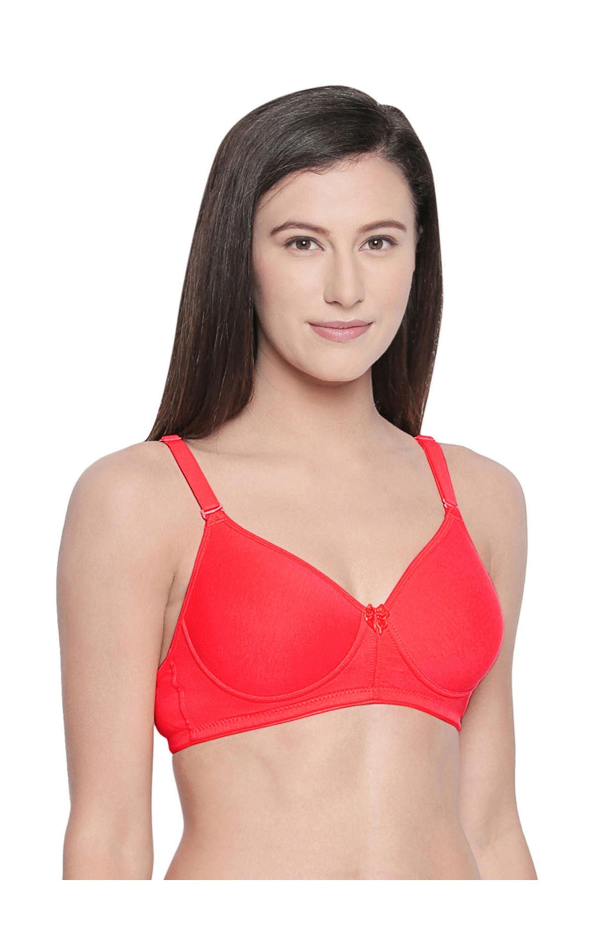 Seamless Padded Bra-BCD Cup Bra with Free Transparent Straps-6590 Red