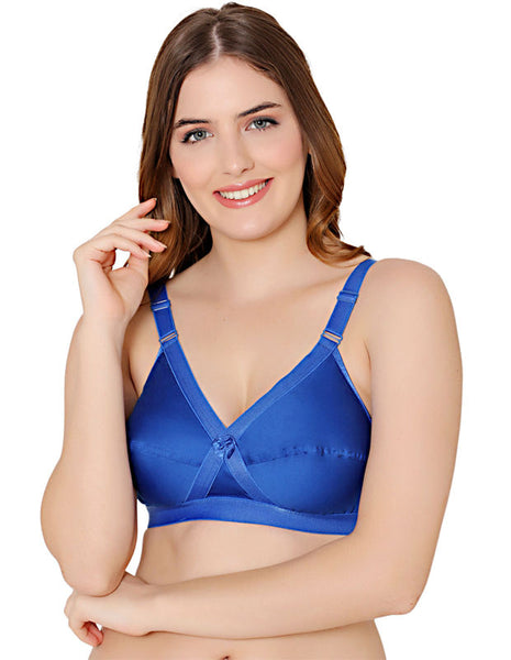 Bodycare cotton blend wirefree adjustable straps comfortable non padded bra-6591R.BLU