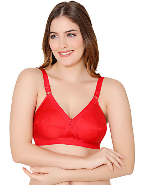 Bodycare cotton blend wirefree adjustable straps comfortable non padded bra-6591RED