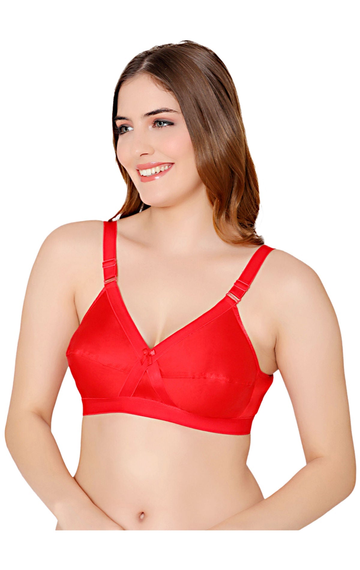 Bodycare cotton blend wirefree adjustable straps comfortable non padded bra-6591RED