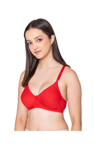 Bodycare polycotton wirefree convertible straps moulded cup non padded bra-6594RED