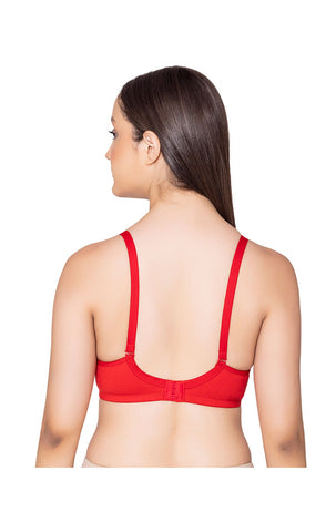 Bodycare polycotton wirefree convertible straps moulded cup non padded bra-6594RED