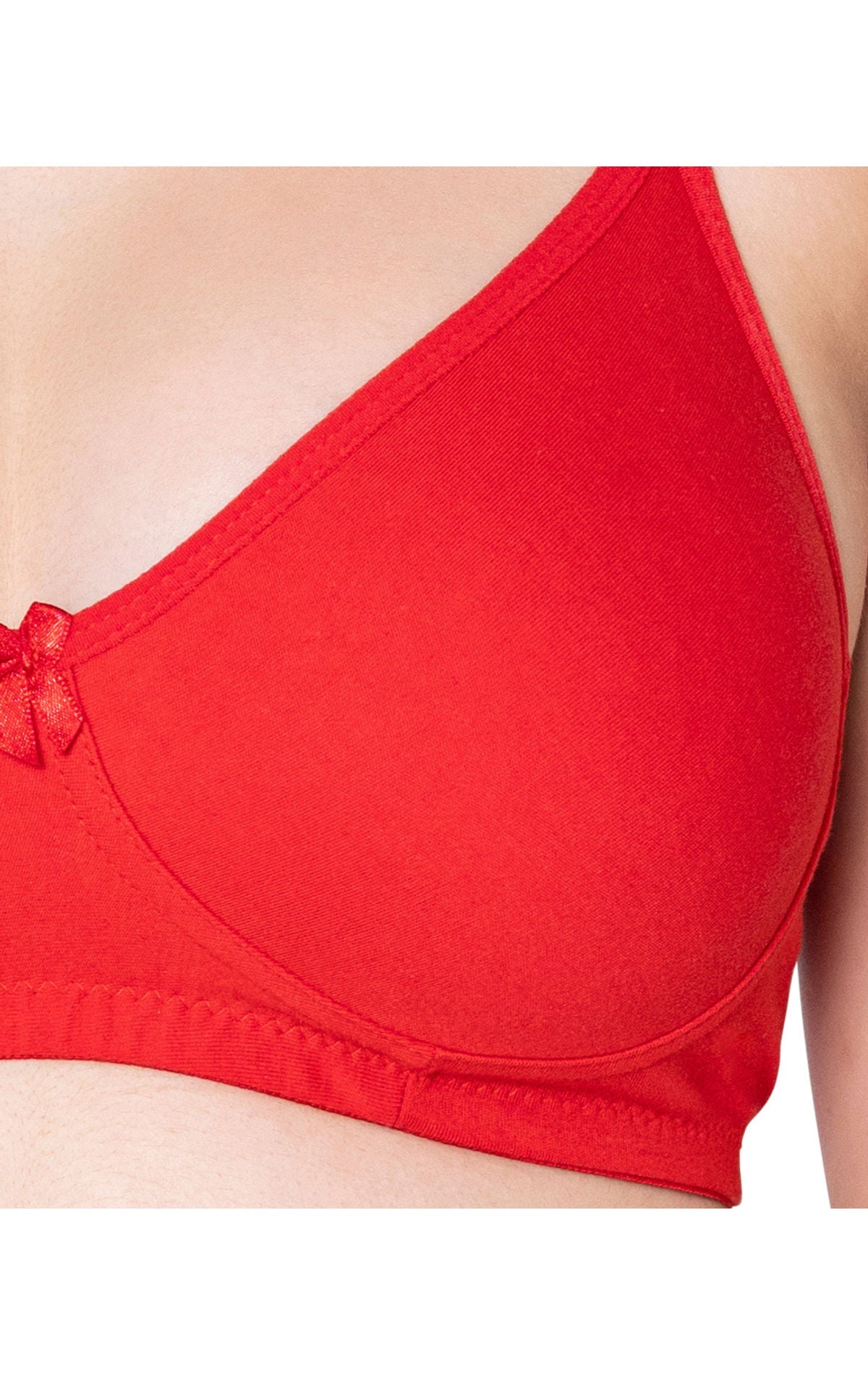 Bodycare polycotton wirefree convertible straps moulded cup non padded bra-6594RED