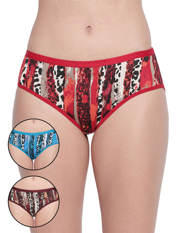 BODYCARE Pack of 3 Premium Printed Hipster Briefs in Assorted Color-6610