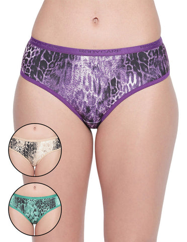 BODYCARE Pack of 3 Premium Printed Hipster Briefs in Assorted Color-6612