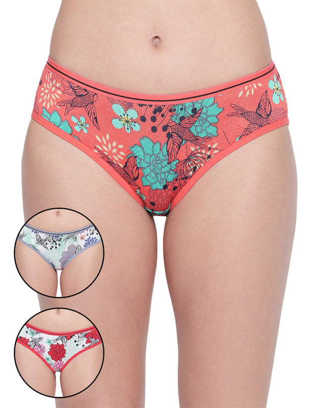 BODYCARE Pack of 3 Premium Printed Hipster Briefs in Assorted Color-6620