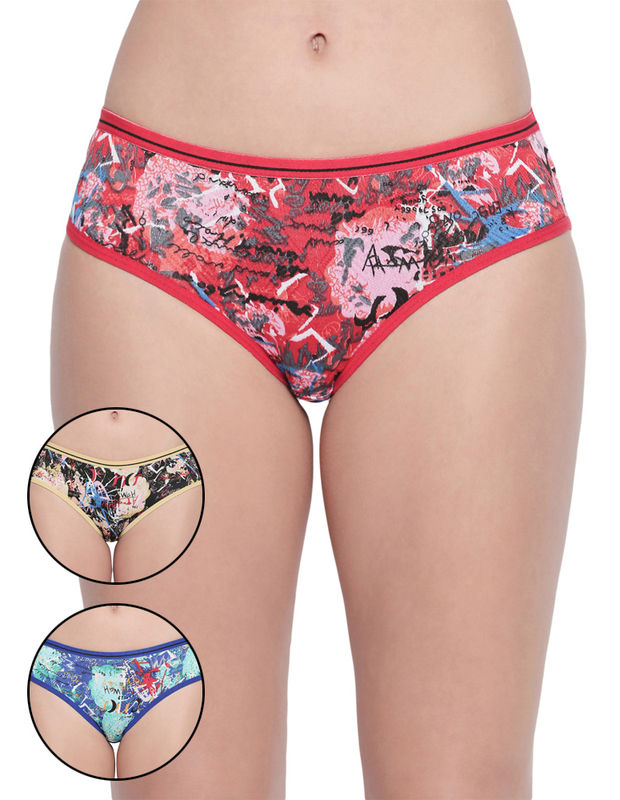 BODYCARE Pack of 3 Premium Printed Hipster Briefs in Assorted Color-6621