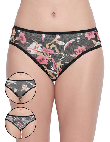 BODYCARE Pack of 3 Premium Printed Hipster Briefs in Assorted Color-6625