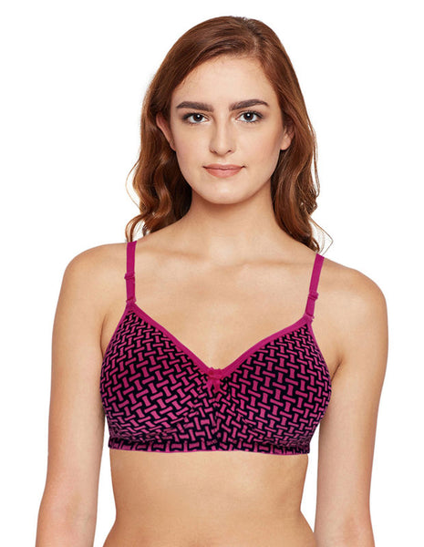 BODYCARE Women's Seamless Cotton Printed Padded Bra-6701A-Pink