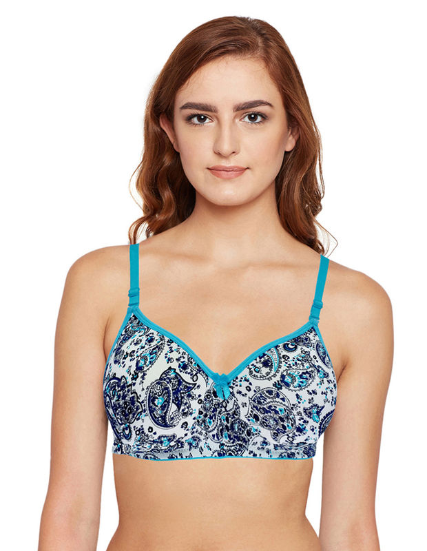 BODYCARE Women's Seamless Cotton Printed Padded Bra-6701A-White Print