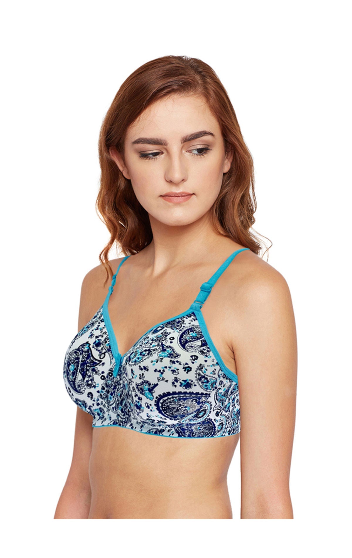 BODYCARE Women's Seamless Cotton Printed Padded Bra-6701A-White Print