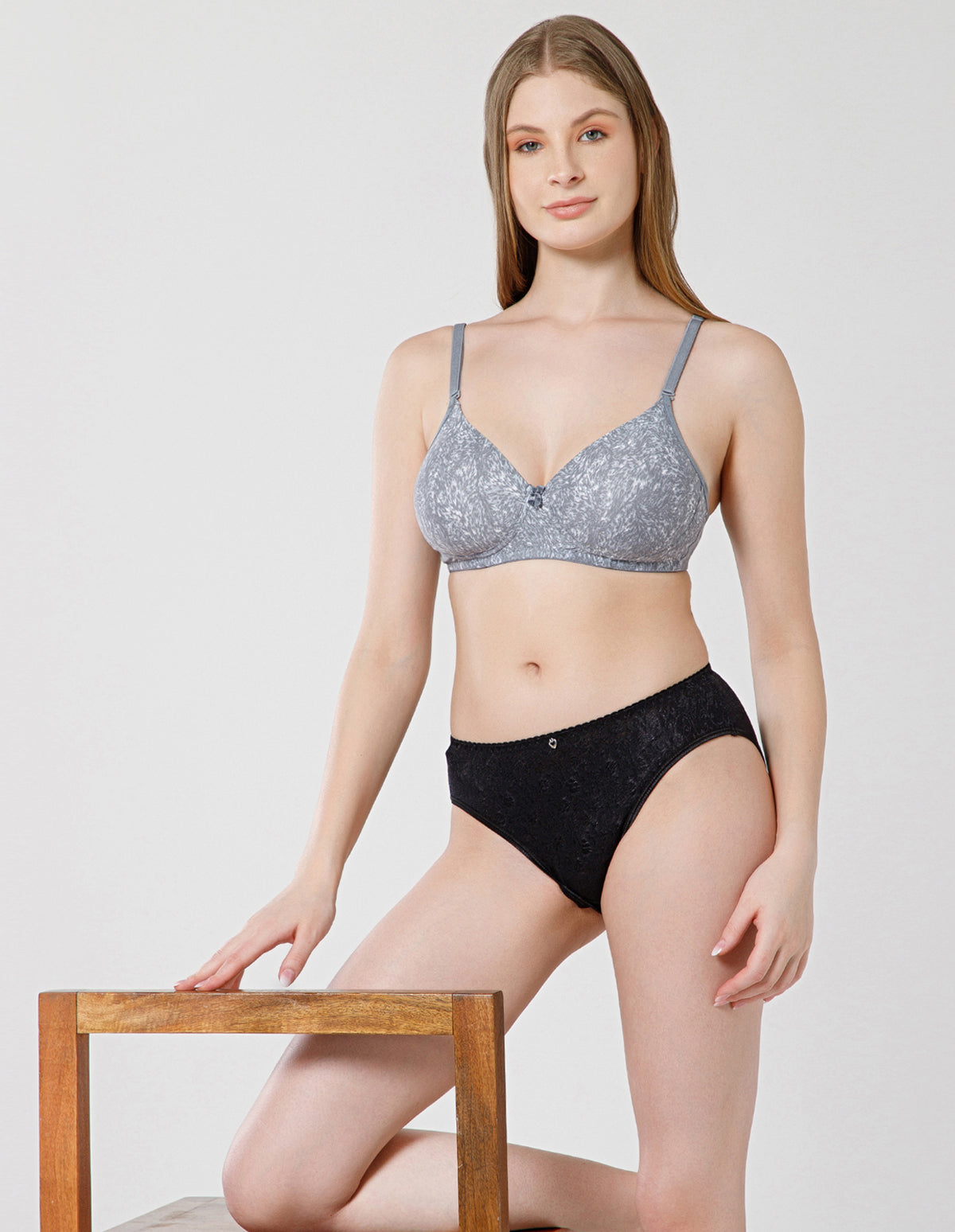 Micro Fabric Wirefree Push Up Full Coverage Bra for All-Day Wear - Grey (#6722B-GRY)