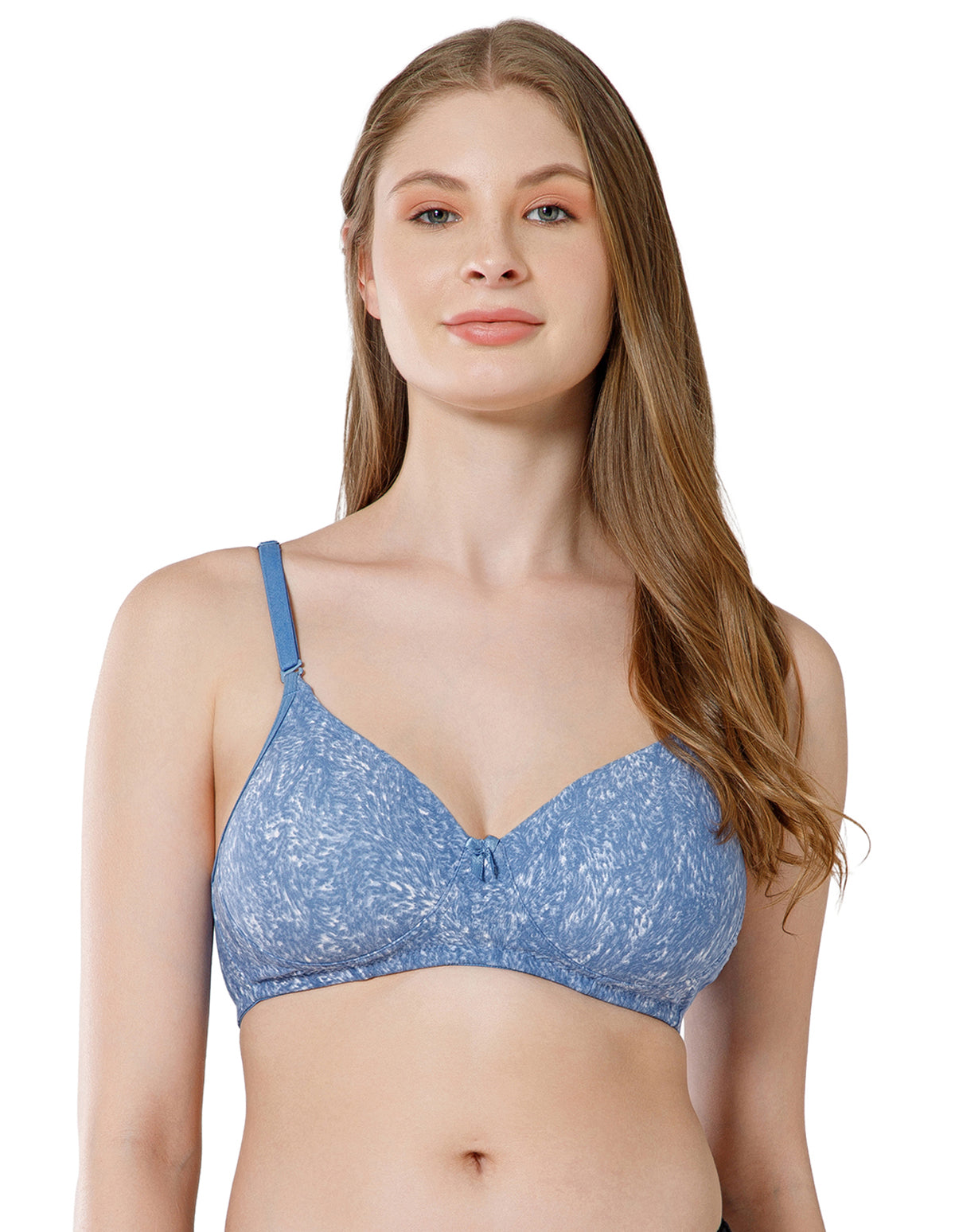 Micro Fabric Wirefree Push Up Full Coverage Bra for All-Day Wear - Blue (#6722B-BLUE)