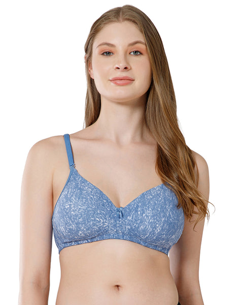 Micro Fabric Wirefree Push Up Full Coverage Bra for All-Day Wear - Blue (#6722B-BLUE)