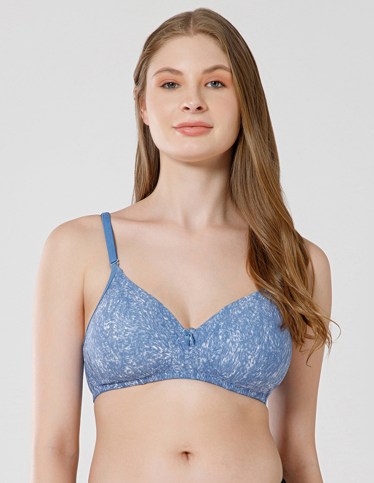 Micro Fabric Wirefree Push Up Full Coverage Bra for All-Day Wear - Blue (#6722B-BLUE)
