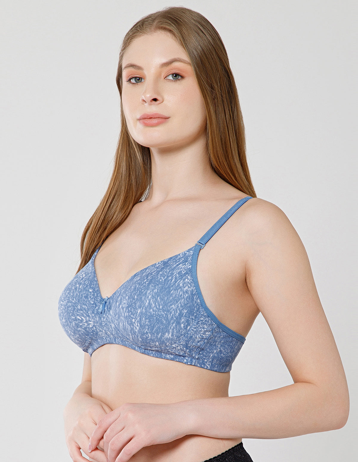 Micro Fabric Wirefree Push Up Full Coverage Bra for All-Day Wear - Blue (#6722B-BLUE)