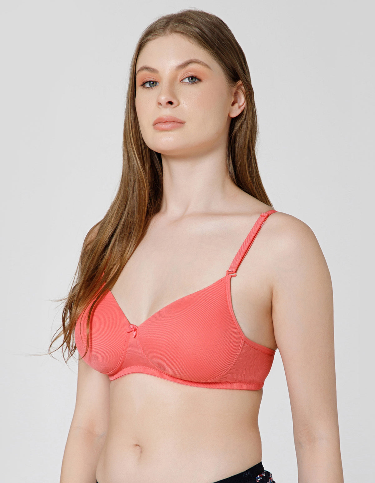 Seamless Spandex Wirefree Padded Full Coverage Bra with Removable Straps - Coral (#6725COR)